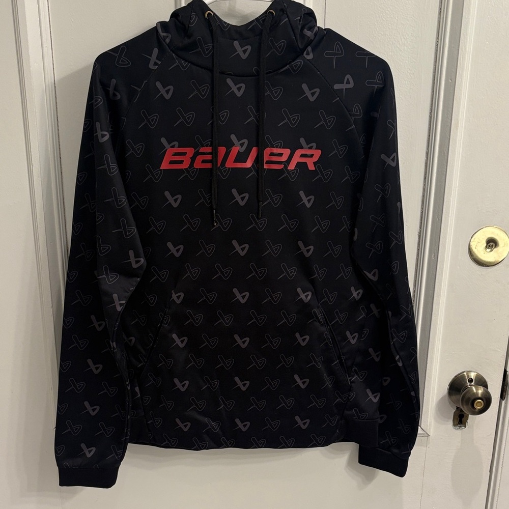 Bauer Black and Red Logo Hoodie